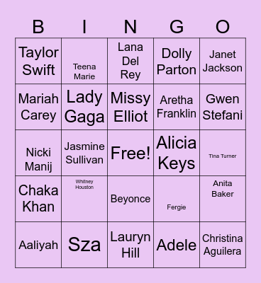 Women's History Month Karoke Bingo Card