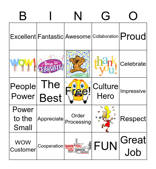 Appreciation Bingo Card