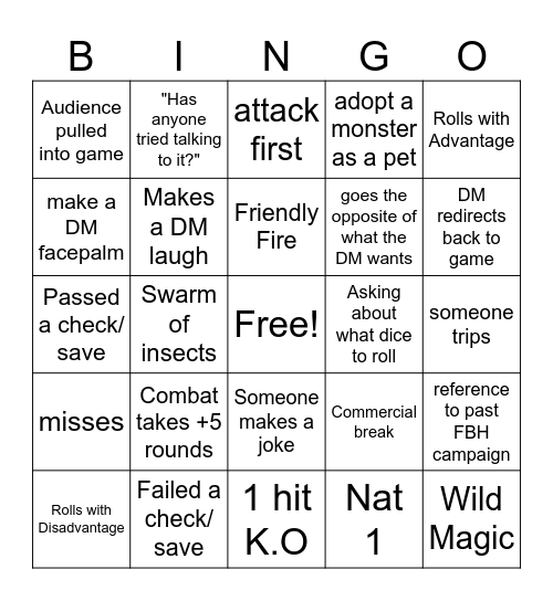 DnD Bingo Card