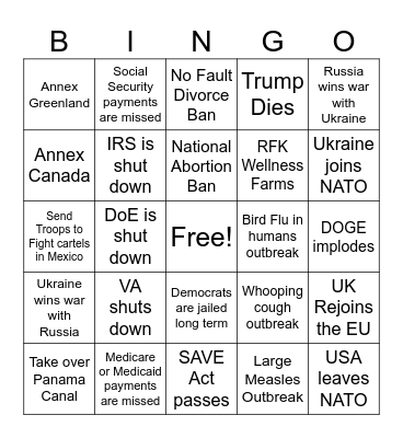 2025 Bingo Card