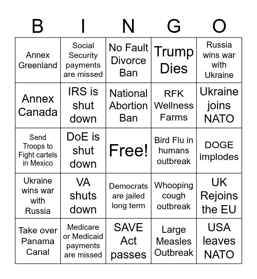 2025 Bingo Card