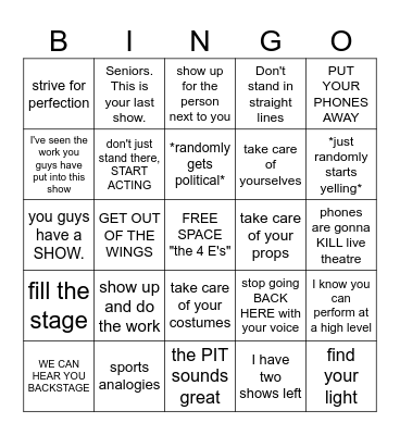 Doc Speech BINGO Card