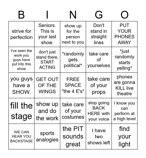 Doc Speech BINGO Card