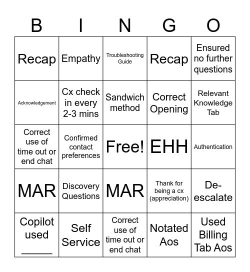 Chat Bingo Card