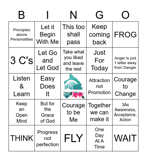 Alateen Bingo Card
