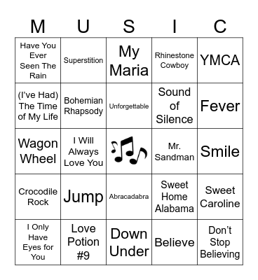 THROUGH THE YEARS Bingo Card