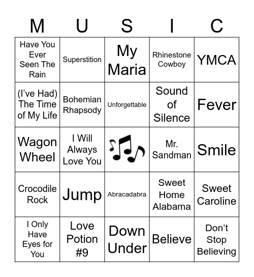 THROUGH THE YEARS Bingo Card