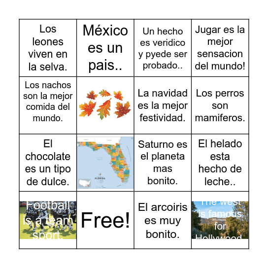 Hechos y opiniones Bingo Card