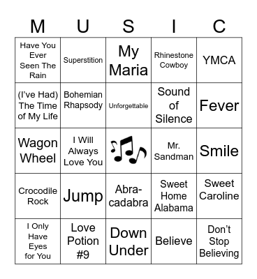 OVER THE YEARS Bingo Card