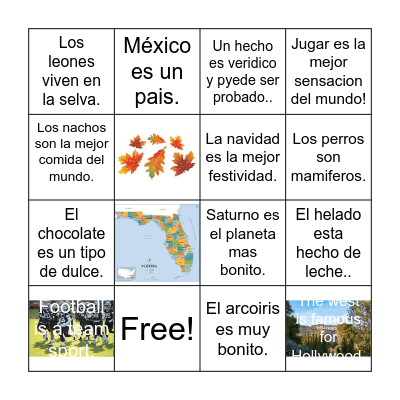Hechos y opiniones Bingo Card