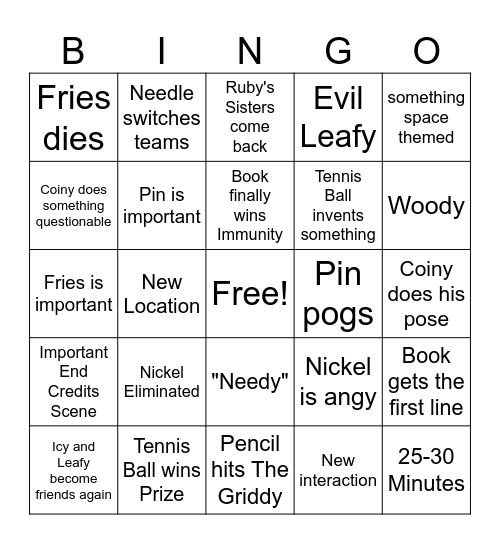 BFDIA 18 BINGO Card