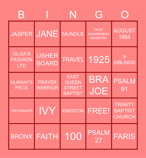 Grandma's 100th! 🎉 Bingo Card