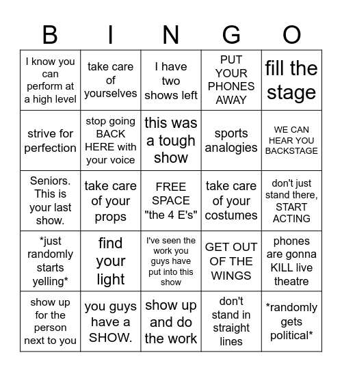 Doc Speech BINGO Card