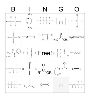 Organic Chemistry Bingo Card