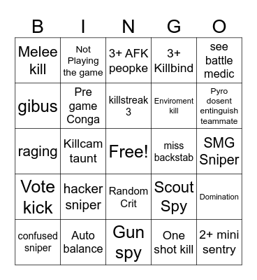 TF2 Bingo Card