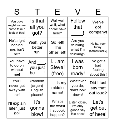 Minecraft Movie Bingo Card