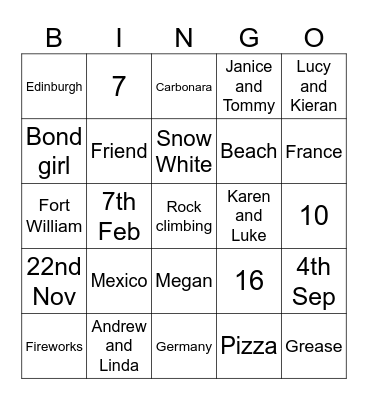 Erin & Lewis are Engaged! Bingo Card