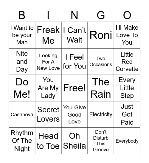 80’s Mix Bingo Card