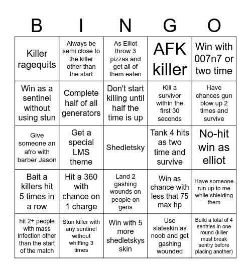Forsaken bingo Card