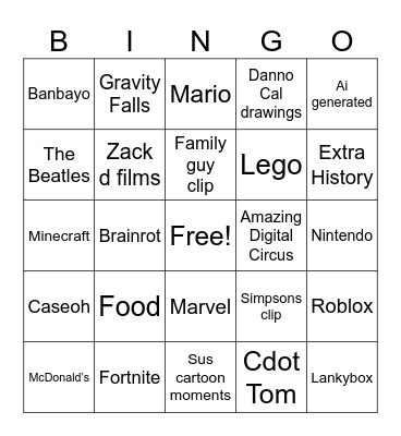 YouTube shorts bingo Card