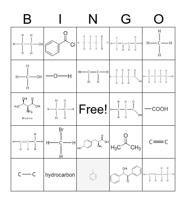 Organic Chemistry Bingo Card