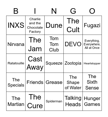 Couples on Screen, Emoji Movies, & 80s Alternative Bingo Card