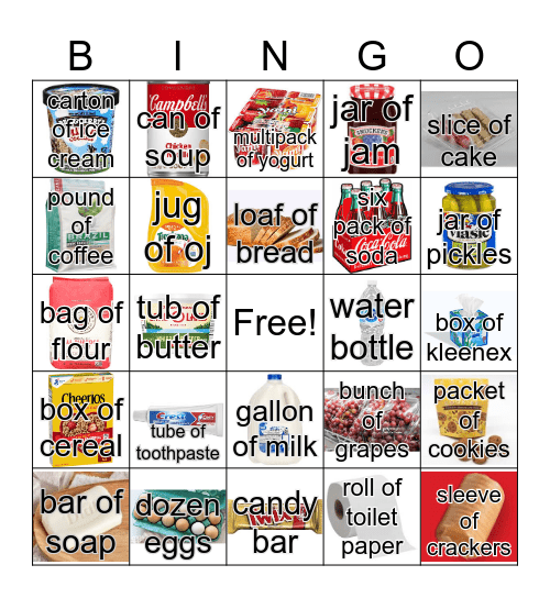 Containers of ... Bingo Card