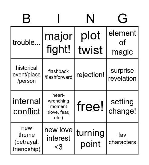 Phantom of the Opera Bingo Card