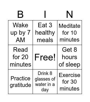 Habit Tracker Bingo Card