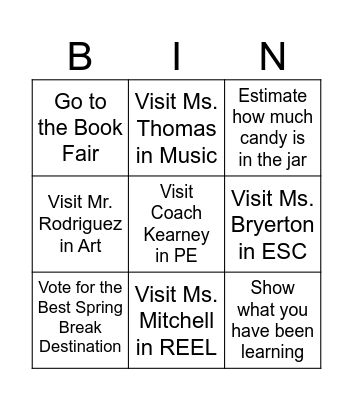 Open House Bingo - Blackout Bingo Card