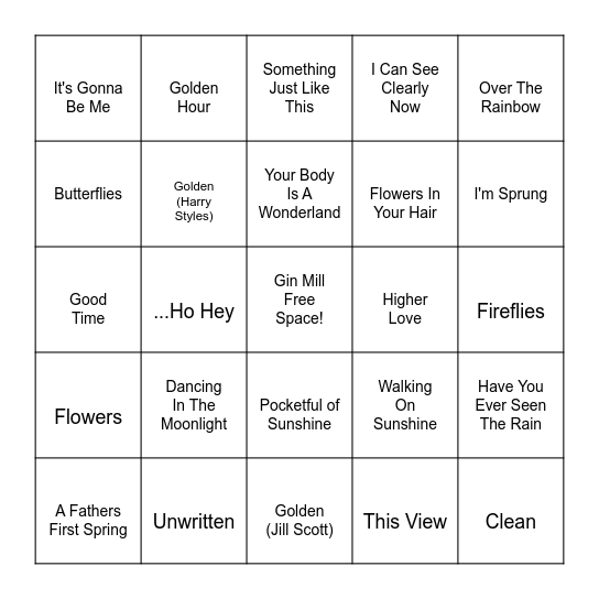 Sprung in the Spring Bingo Card