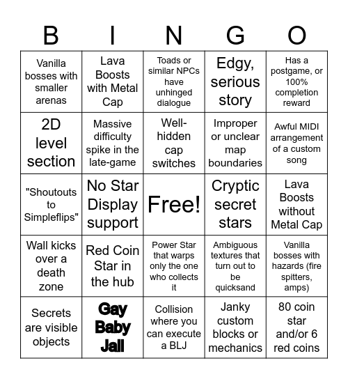 sm64coopdx Bingo Card