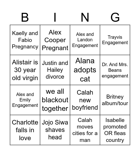 2025 Bingo Card