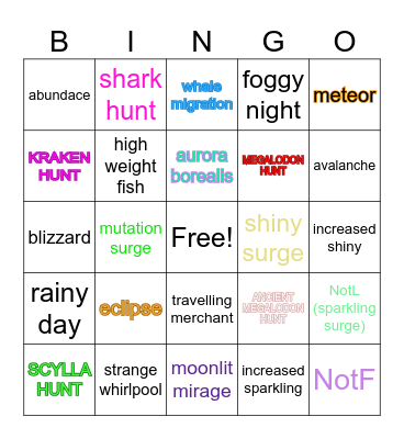 sundial totem bingo Card