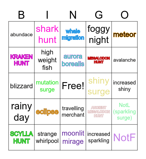sundial totem bingo Card