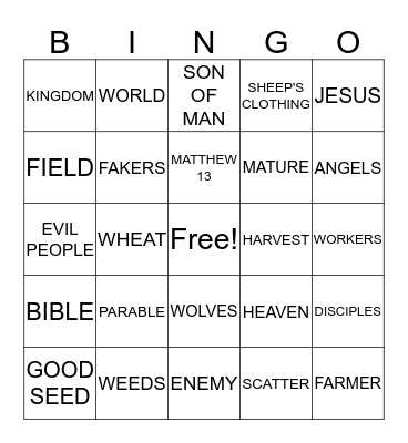 Upper Room Sermon Bingo Card