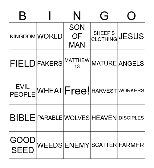 Upper Room Sermon Bingo Card