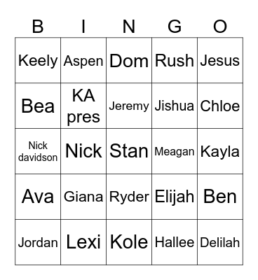 Friends Bingo Card