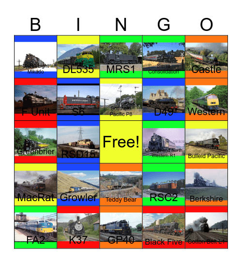 Railway Lines that I would like to volunteer with PWP someday Bingo Card