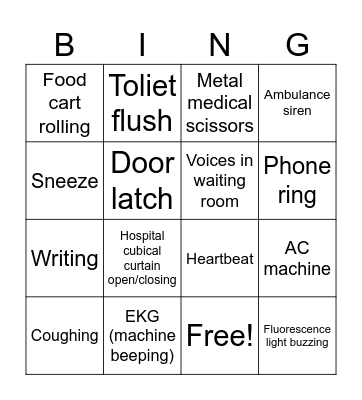 Machine Sounds Bingo Card