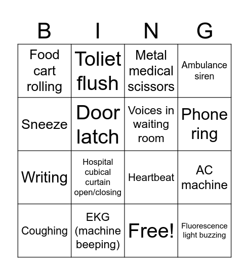 Machine Sounds Bingo Card