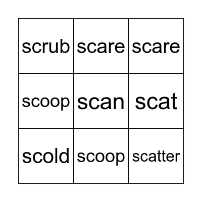 Consonant Blend /sc/ Bingo Card