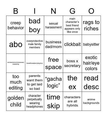 glmm/gcmm bingo Card
