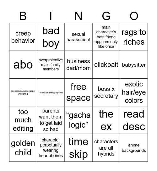 glmm/gcmm bingo Card