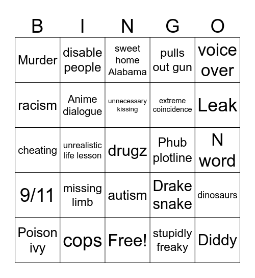 Autistic Bingo Card