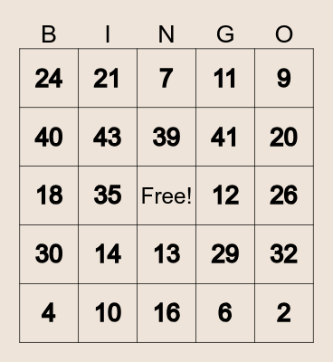 Periodic Table Bingo Card