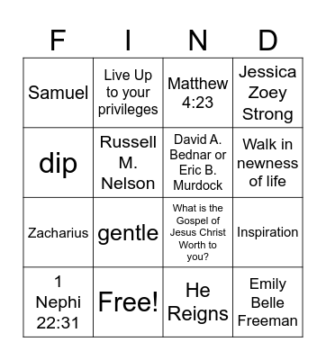 Gospel Library Search Bingo Card