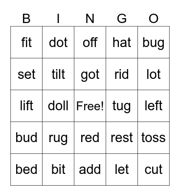 Words, words, words Bingo Card