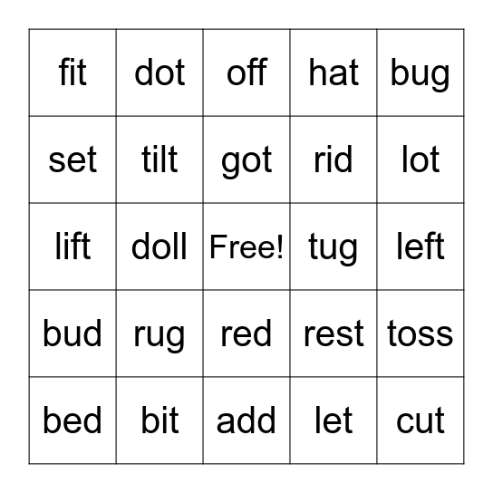 Words, Words, Words Bingo Card