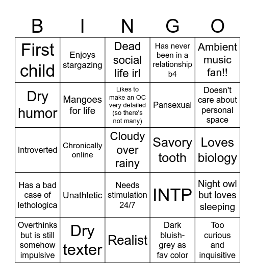 How Similar Are You to Ozoo Bingo Card